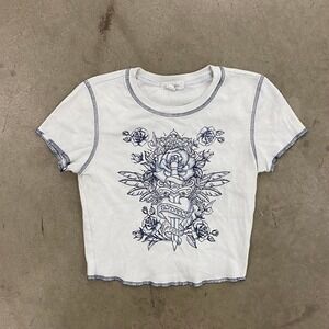 Vintage Y2K American Traditional Tattoo Stitch & Pine Women's Baby T-Shirt S